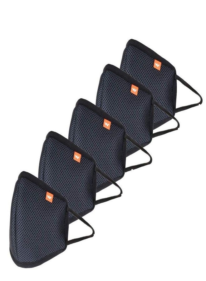 وايلد كرافت عبوة من 5 أقنعة Wildcraft سوداء قابلة لإعادة الاستخدام من نوع Hypashield، مكونة من 6 طبقات، مضادة للتلوث، مناسبة للأطفال - مقاس صغير - Image 1